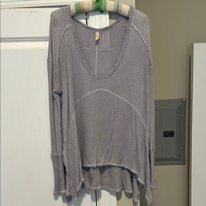 Free People Women's Lavender Long Sleeve Waffle Top